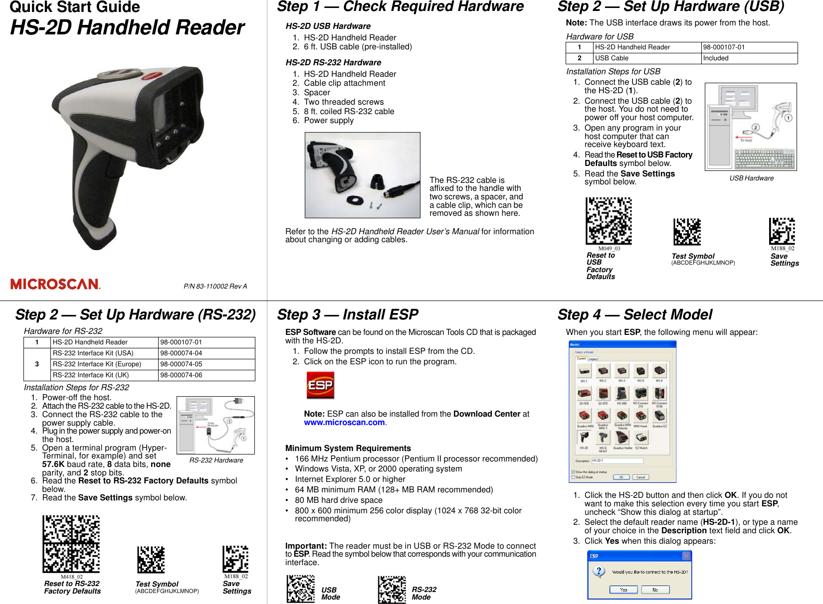 Page 1 of 2 - HS-2D Handheld Reader Quick Start Guide  Hs2dquickstartguide