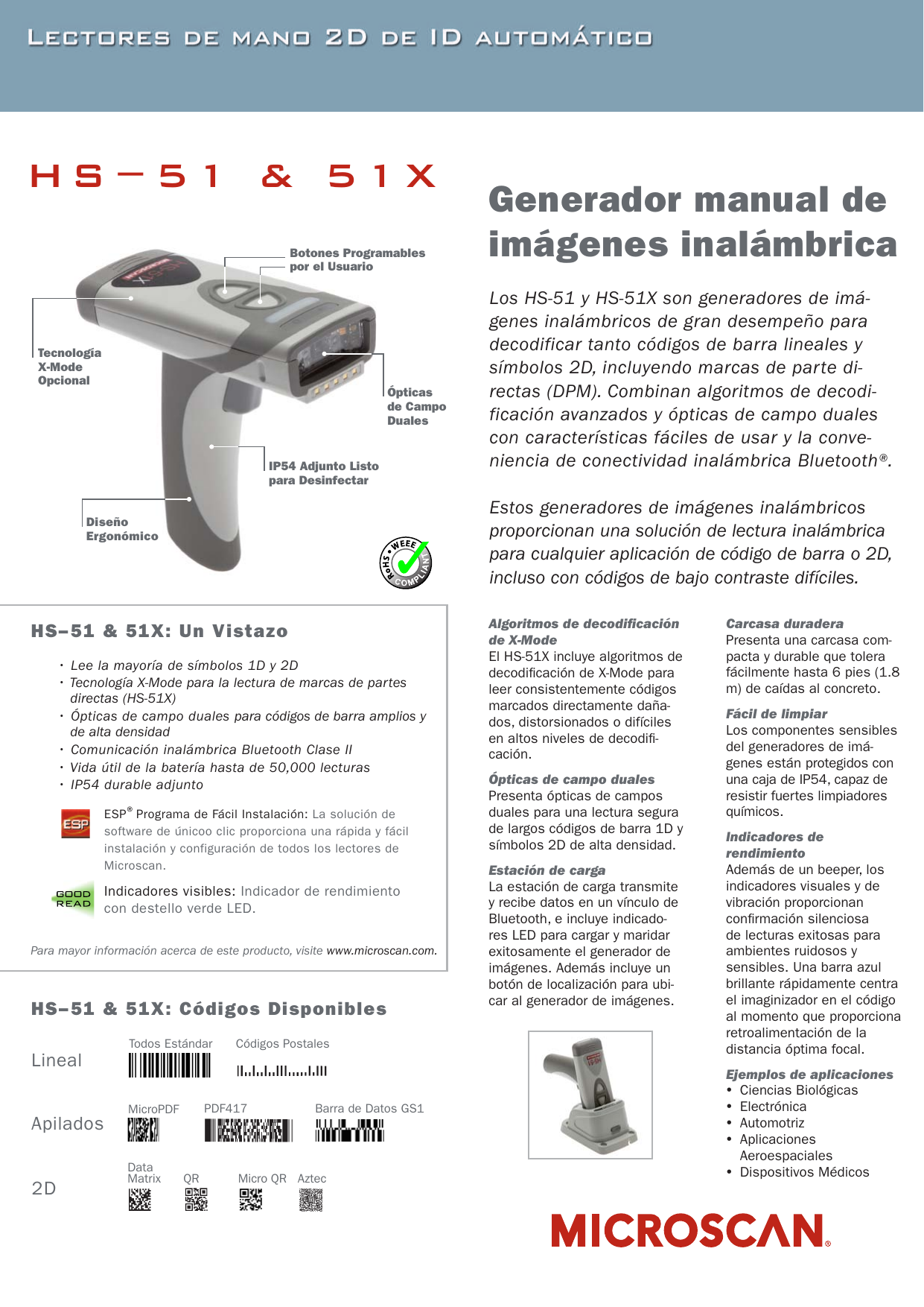 Page 1 of 2 - HS-51 And HS-51X Specification Sheet  Hs5151x Espanol