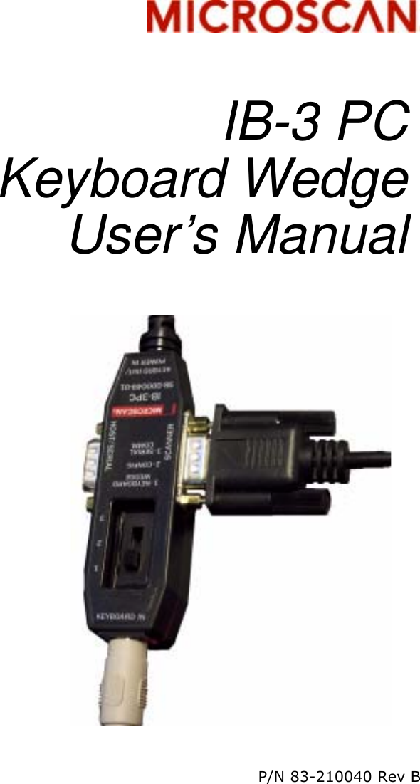 IB 3PC Keyboard Wedge User's Manual Ib3pckeyboardwedgemanual