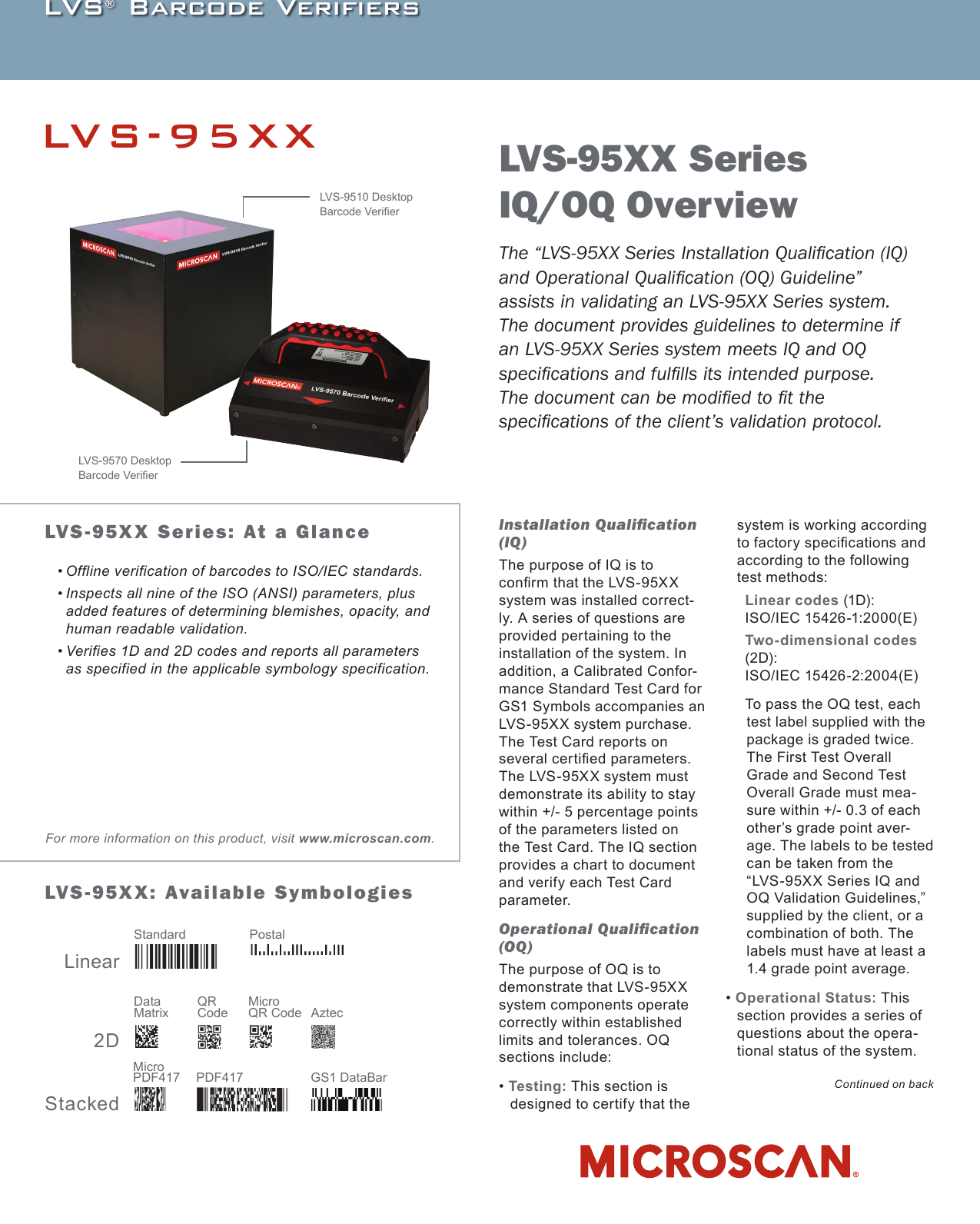 Page 1 of 2 - LVS-95XX Series IQ/OQ Overview  LVS-95xx-iq-oq-brochure.en 20170525174523 0