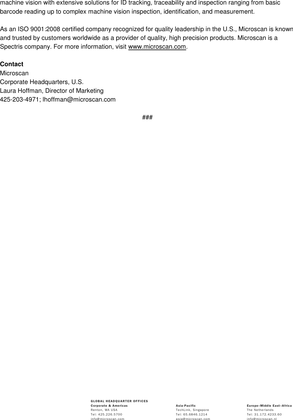 Page 2 of 2 - Microscan  Barcode Traceability Course Lab Automation