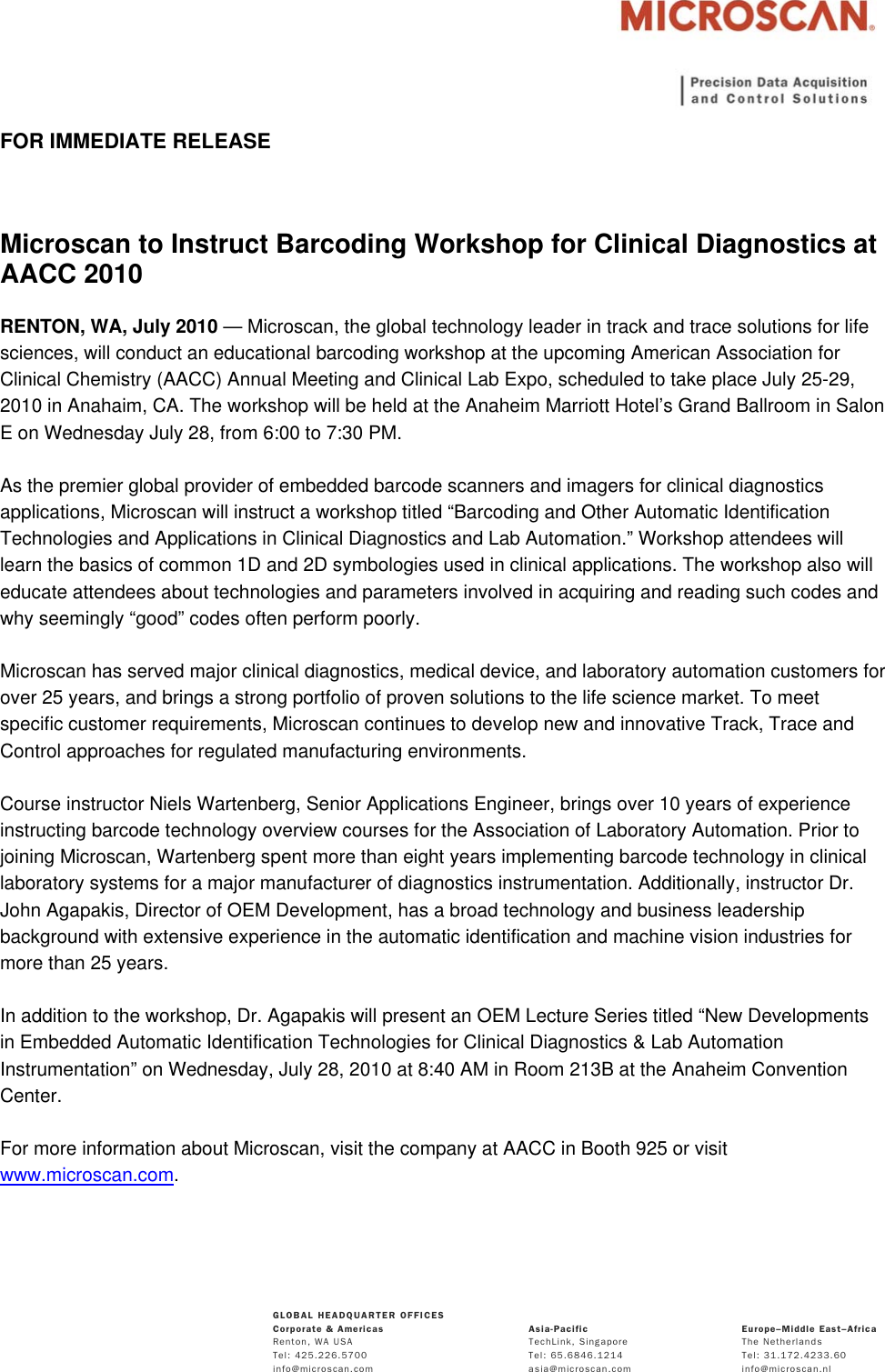 Page 1 of 2 - Microscan  Instructs Barcoding Workshop Clinical Diagnostics
