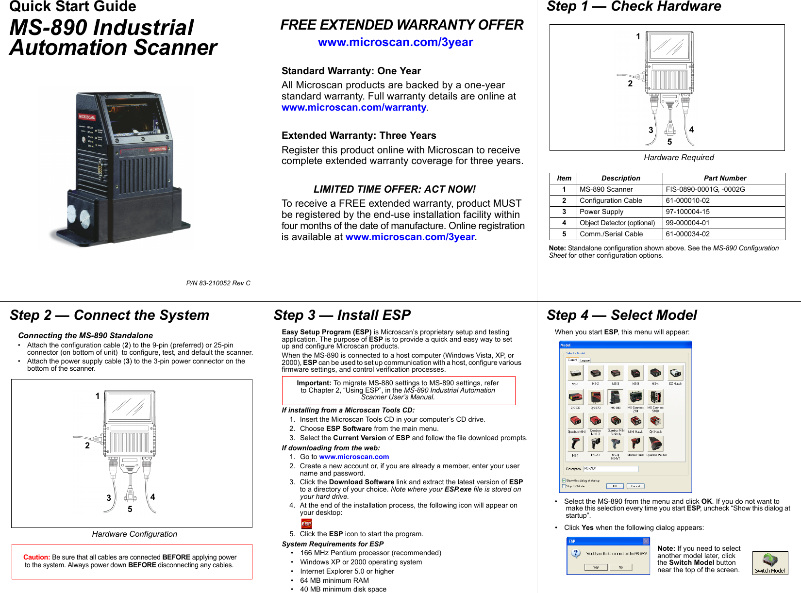 Page 1 of 2 - MS-890 Industrial Automation Scanner Quick Start Guide  Ms890quickstartguide