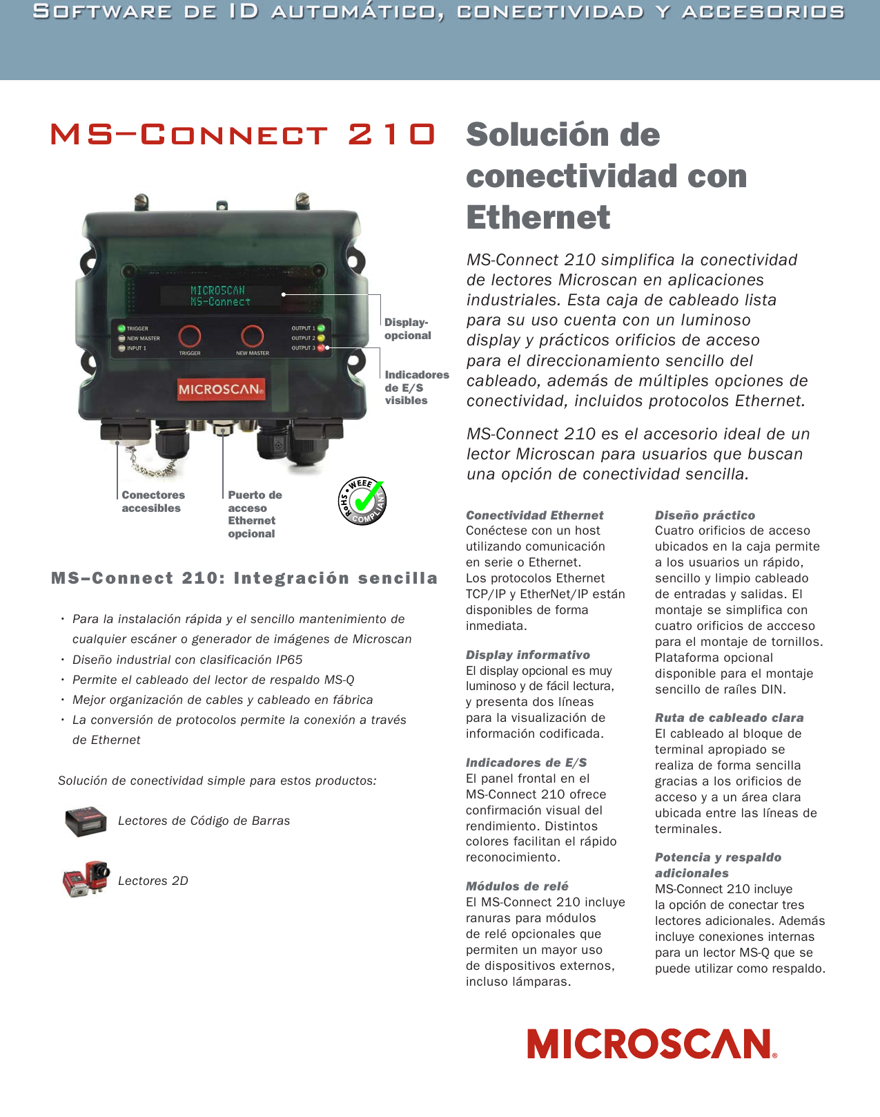 Page 1 of 2 - MS-Connect 210 Specification Sheet  Msconnect210 Espanol