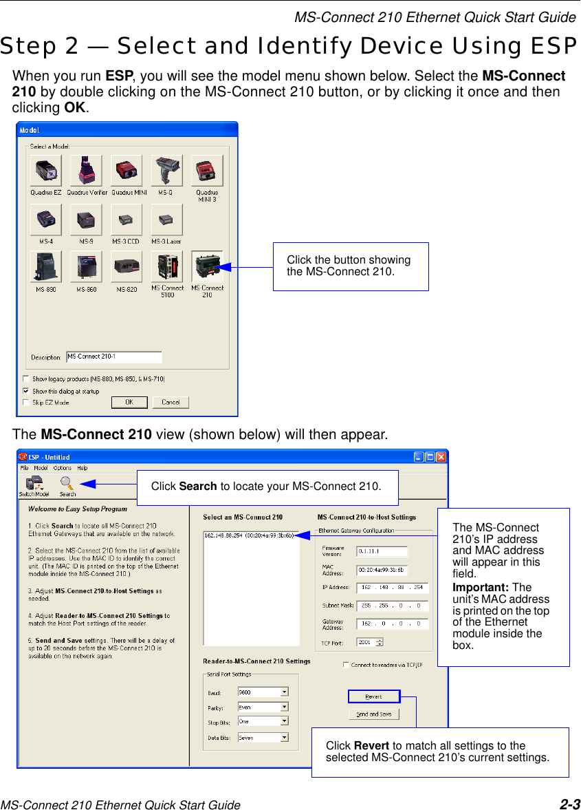 Page 3 of 8 - MS-Connect 210 Ethernet Quick Start Guide  Msconnect210quickstartguide