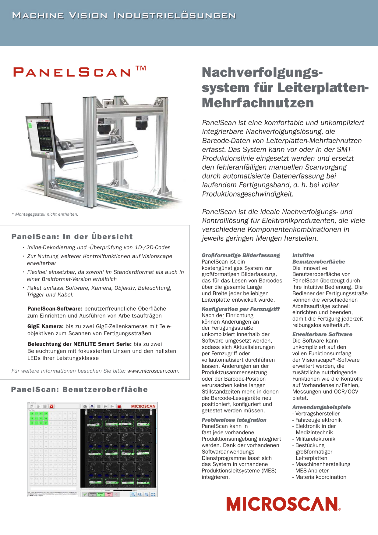 Page 1 of 2 - PanelScan Specification Sheet  Deutsch
