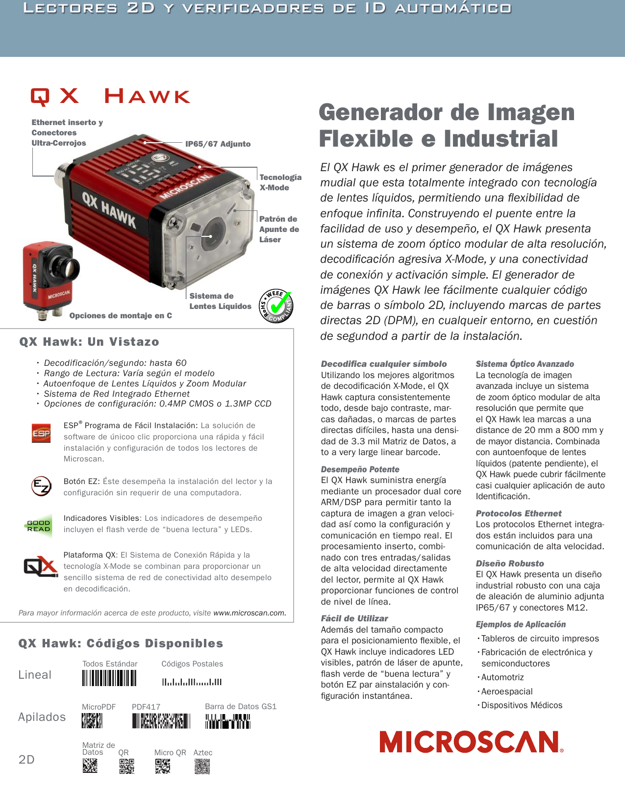 Page 1 of 3 - QX Hawk Specification Sheet  Qxhawk Espanol