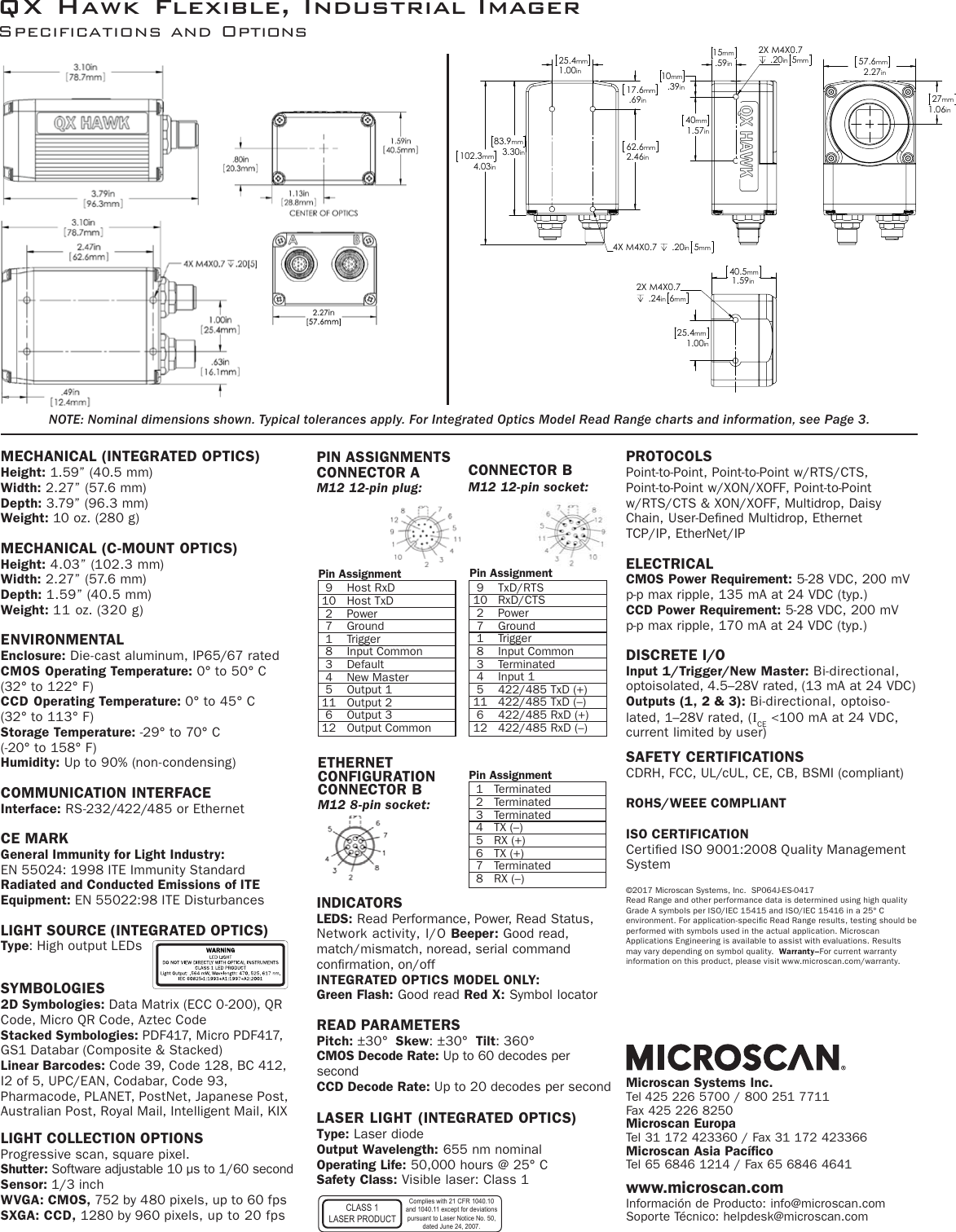 Page 2 of 3 - QX Hawk Specification Sheet  Qxhawk Espanol