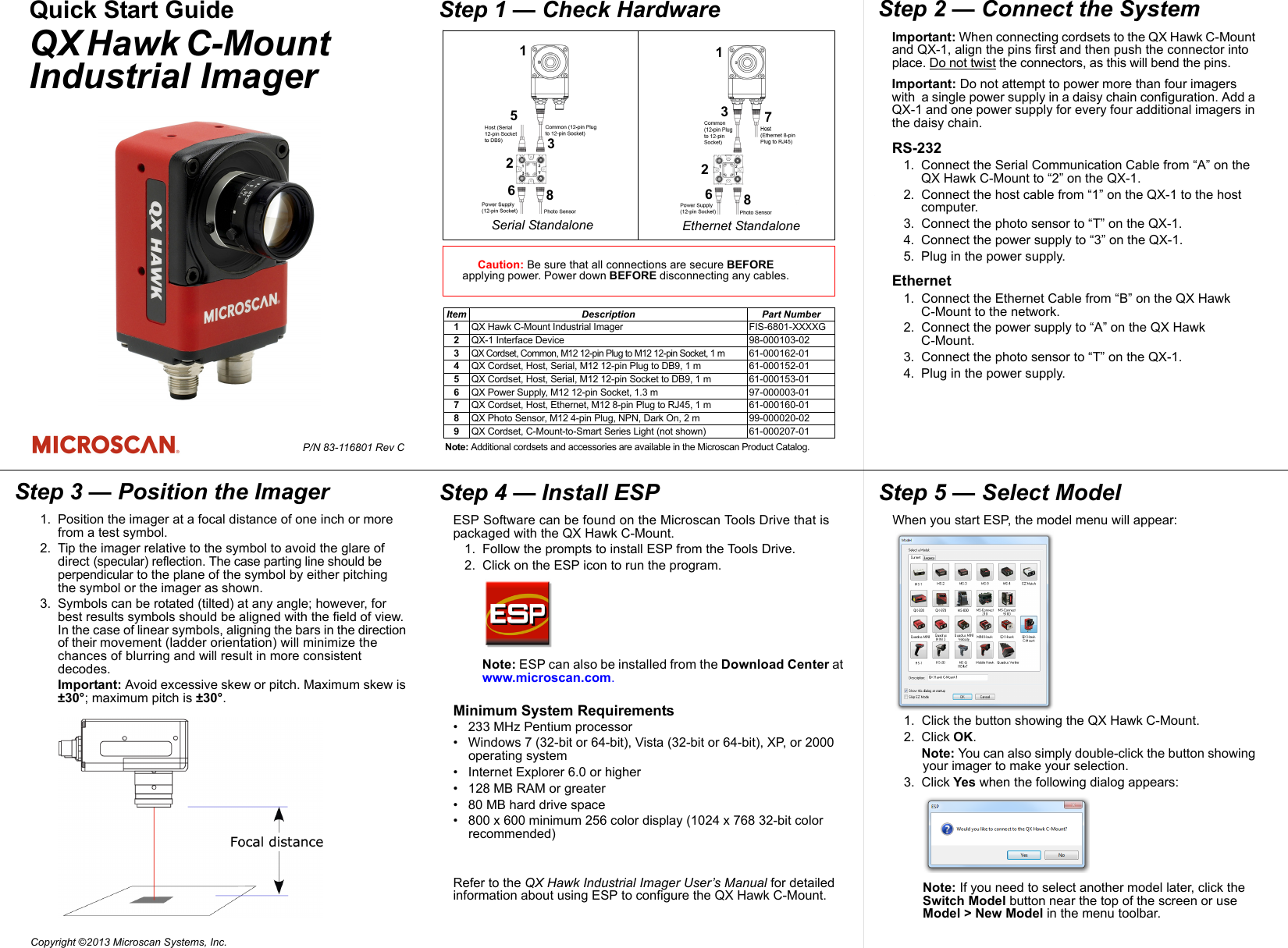 Page 1 of 2 - QX Hawk C-Mount Quick Start Guide  Qxhawkcmountquickstartguide