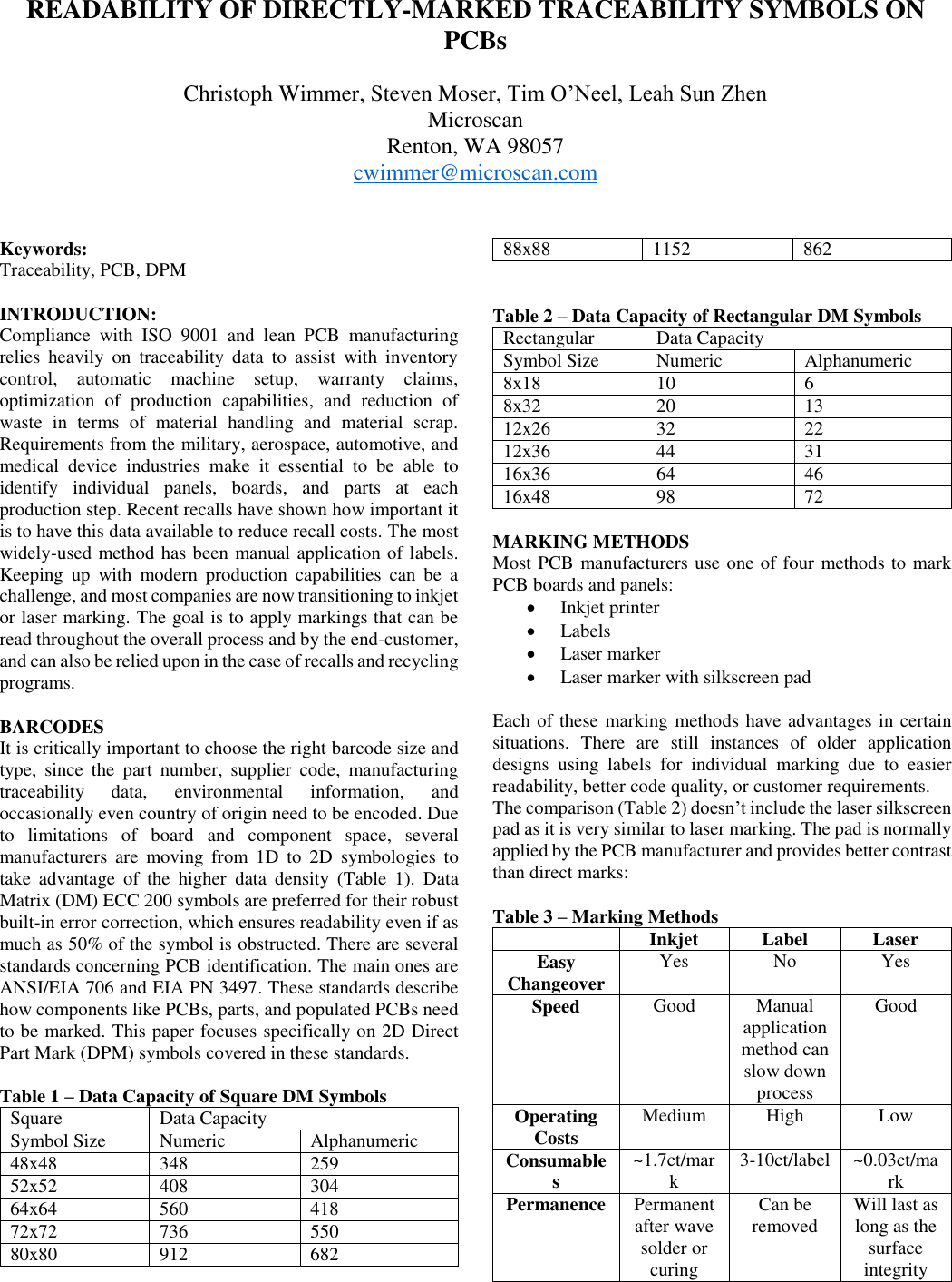 Page 1 of 5 - Readability Of Directly-Marked Traceability Symbols On PCBs
