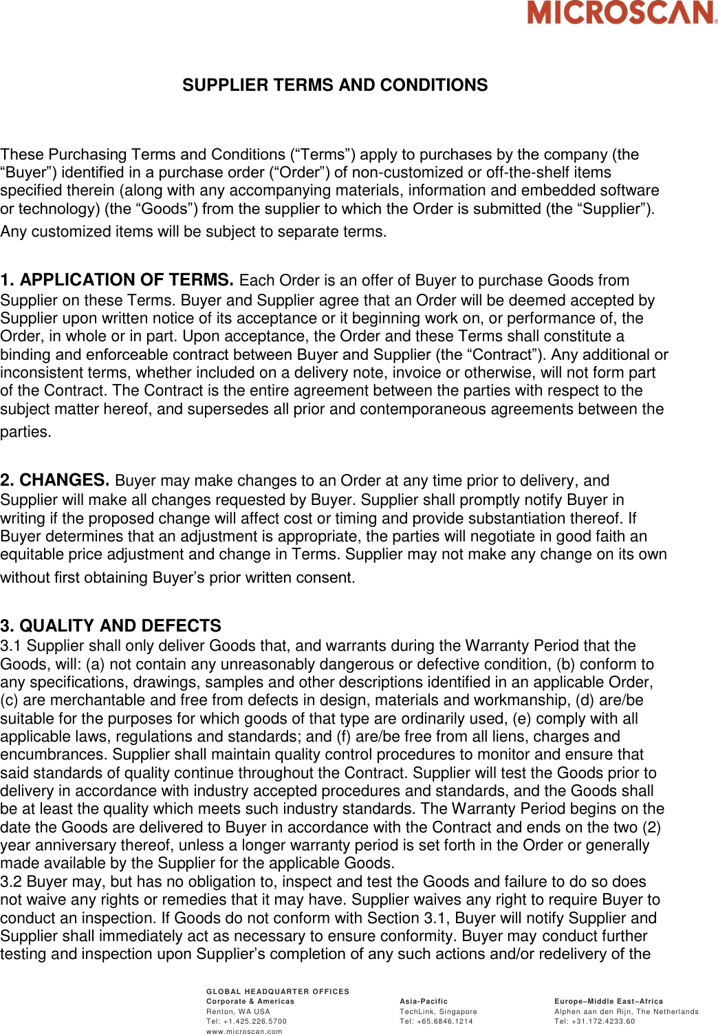 Microscan Supplier Terms And Conditions MDEDIT