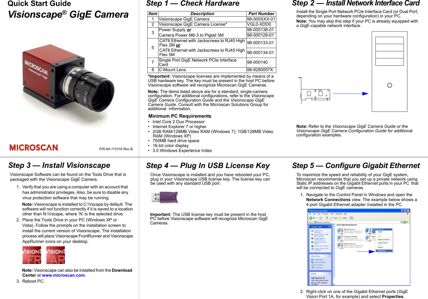 Page 1 of 2 - Visionscape GigE Camera Quick Start Guide  Visionscape-Gig E-Camera-Quick-Start-Guide