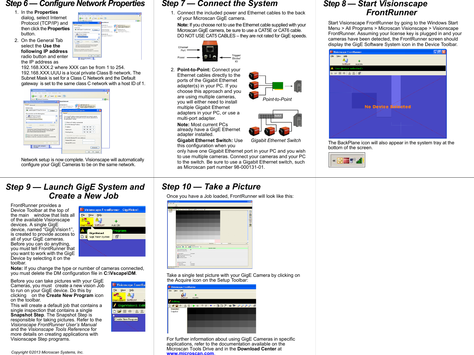 Page 2 of 2 - Visionscape GigE Camera Quick Start Guide  Visionscape-Gig E-Camera-Quick-Start-Guide