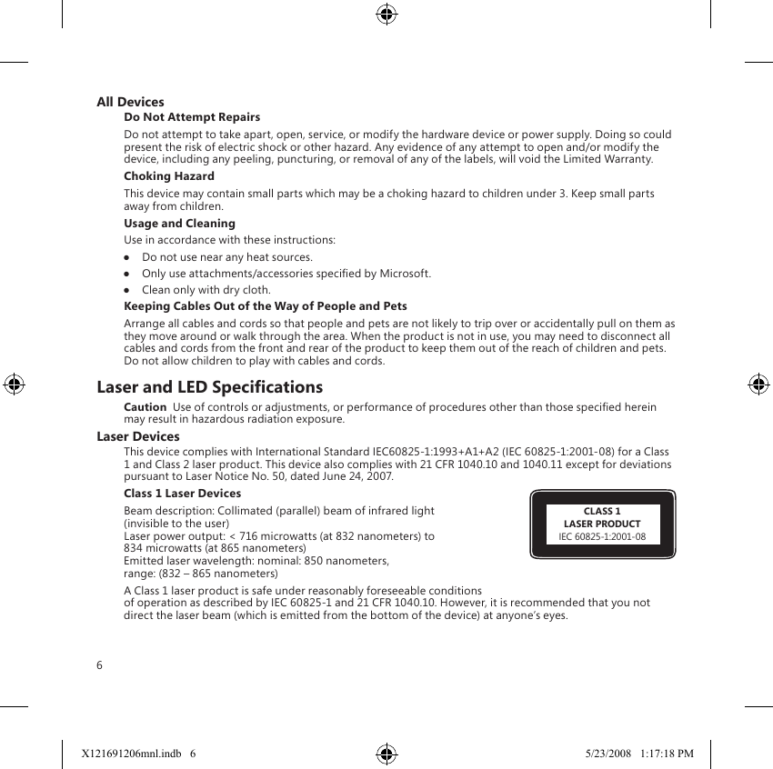 Microsoft 1423 Microsoft Usb Transceiver User Manual