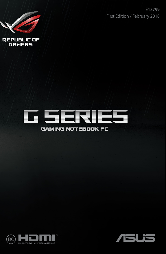 G SeriesGAMING NOTEBOOK PCE13799First Edition / February 2018