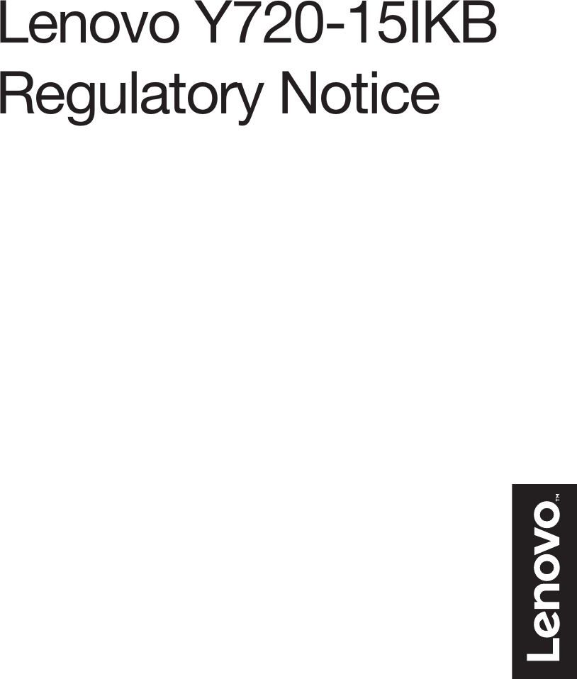 Lenovo Y720-15IKBRegulatory Notice