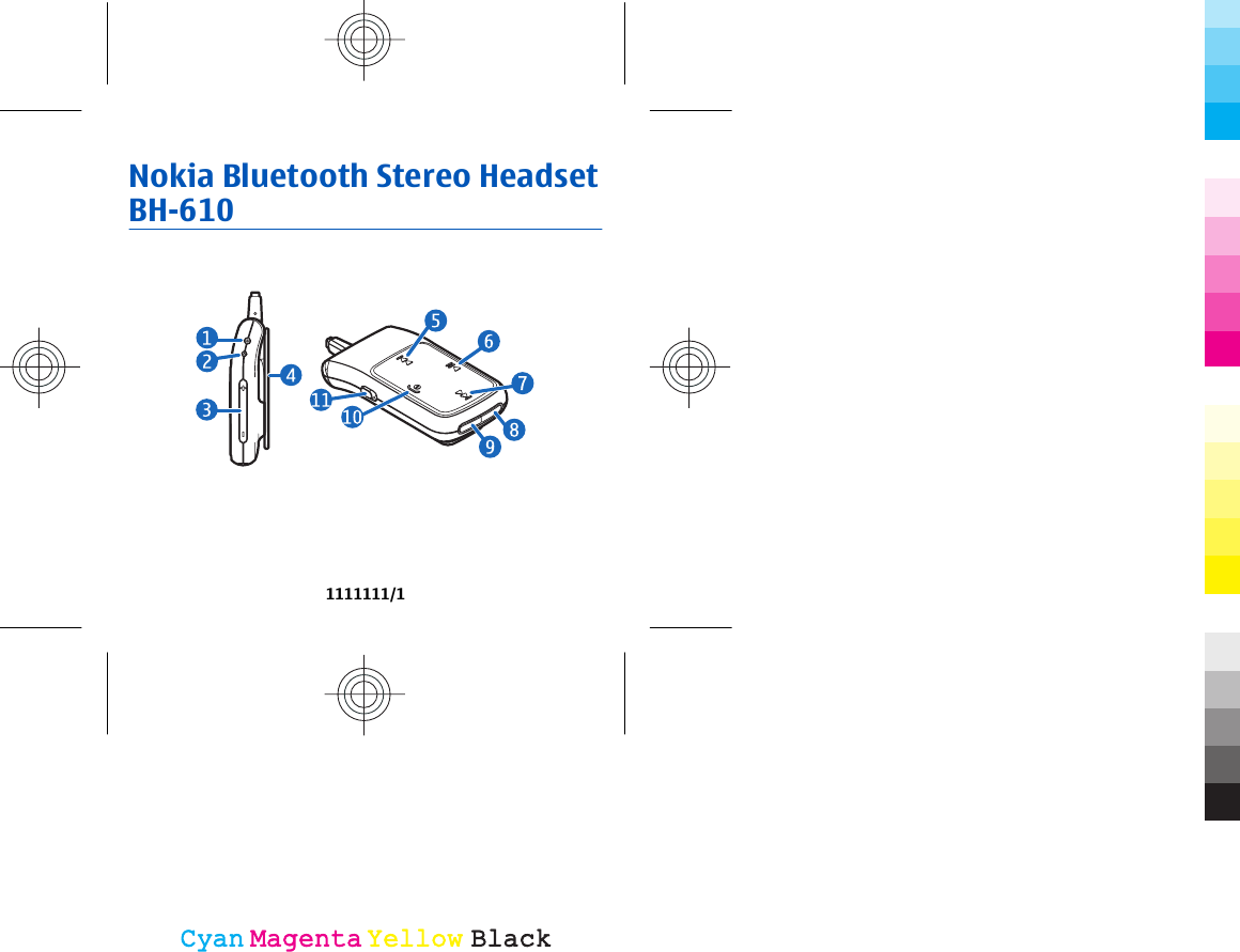 Nokia Bluetooth Stereo HeadsetBH-6101111111/1CyanCyanMagentaMagentaYellowYellowBlackBlack