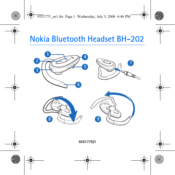 Nokia Bluetooth Headset BH-2029251775/172213564989251775_en1.fm  Page 1  Wednesday, July 5, 2006  6:46 PM