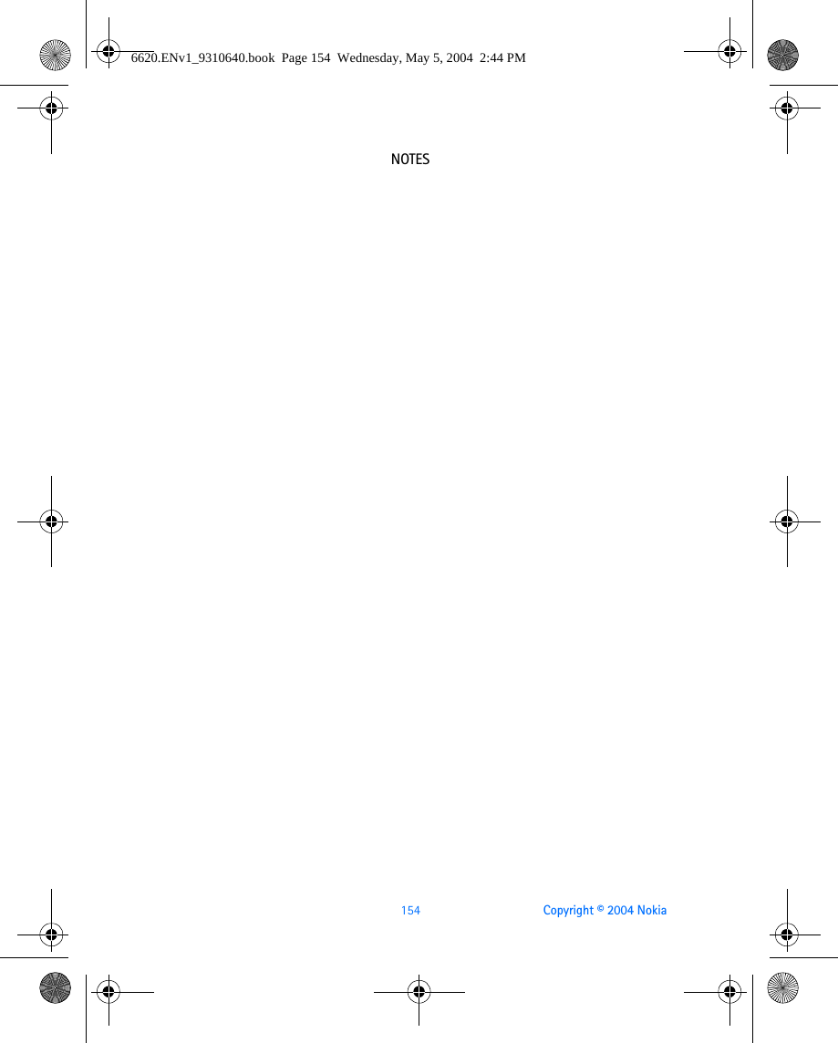 154 Copyright © 2004 NokiaNOTES6620.ENv1_9310640.book  Page 154  Wednesday, May 5, 2004  2:44 PM