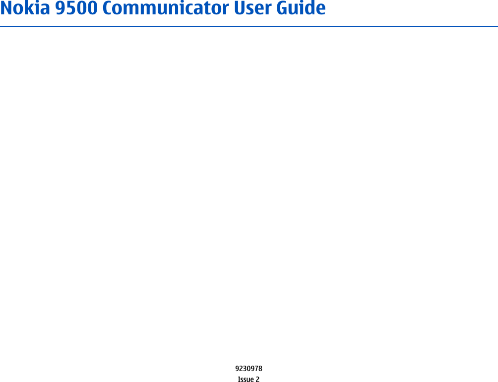 Nokia 9500 Communicator User Guide9230978Issue 2
