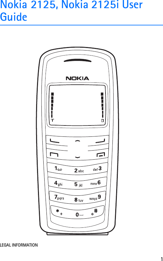 1Nokia 2125, Nokia 2125i User Guide931169X26Issue 1LEGAL INFORMATION