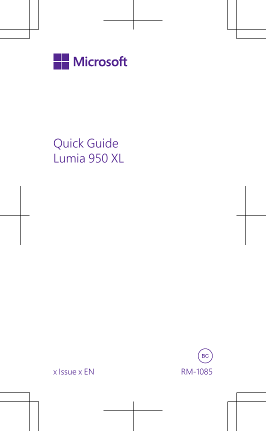 Quick GuideLumia 950 XLx Issue x EN  RM-1085