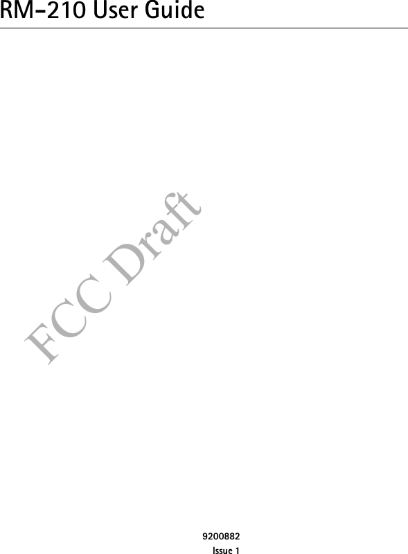 FCC DraftRM-210 User Guide9200882Issue 1