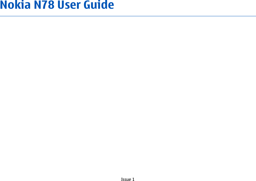 Nokia N78 User GuideIssue 1