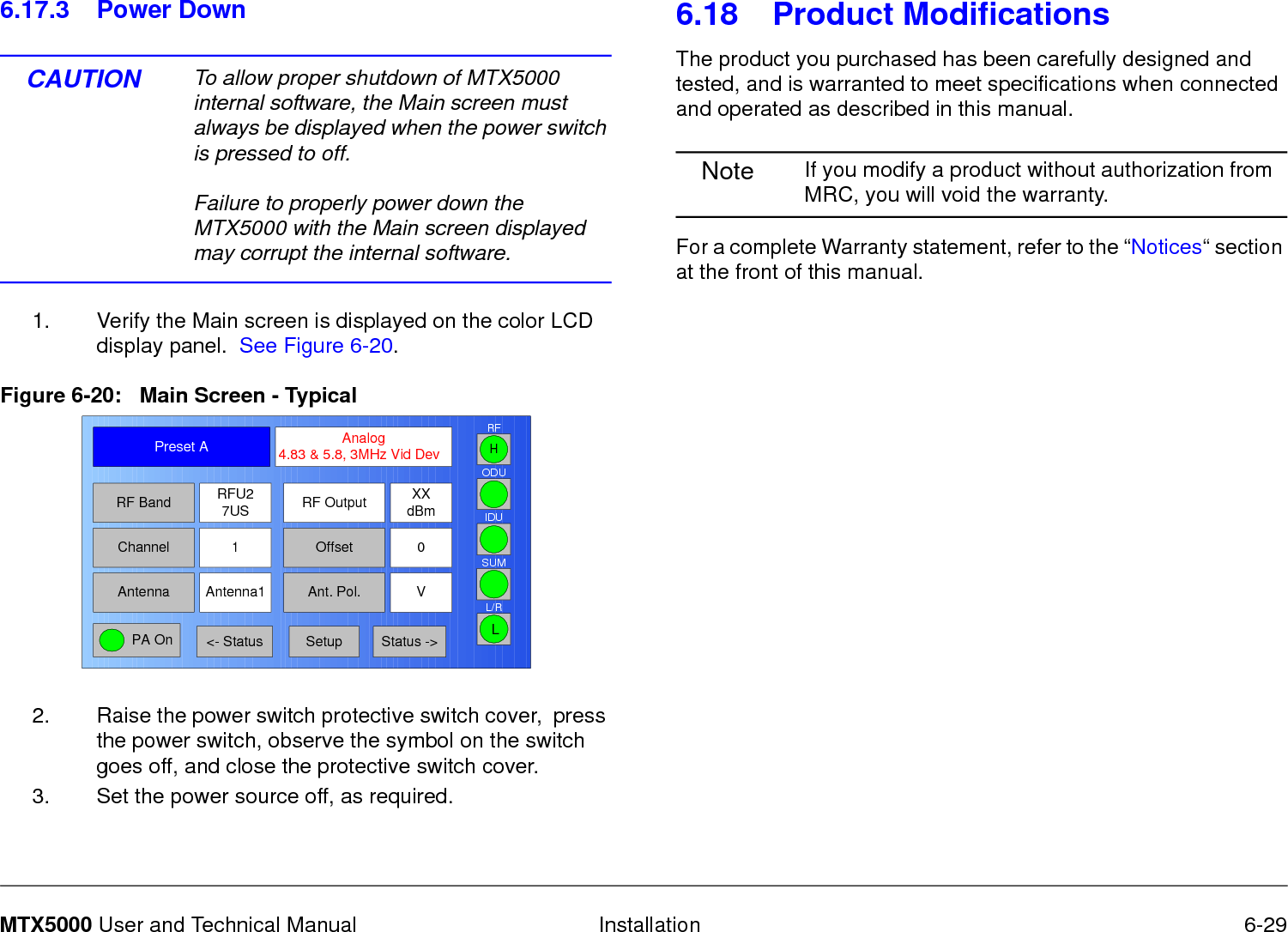   Installation 6-30MTX5000 User and Technical Manual