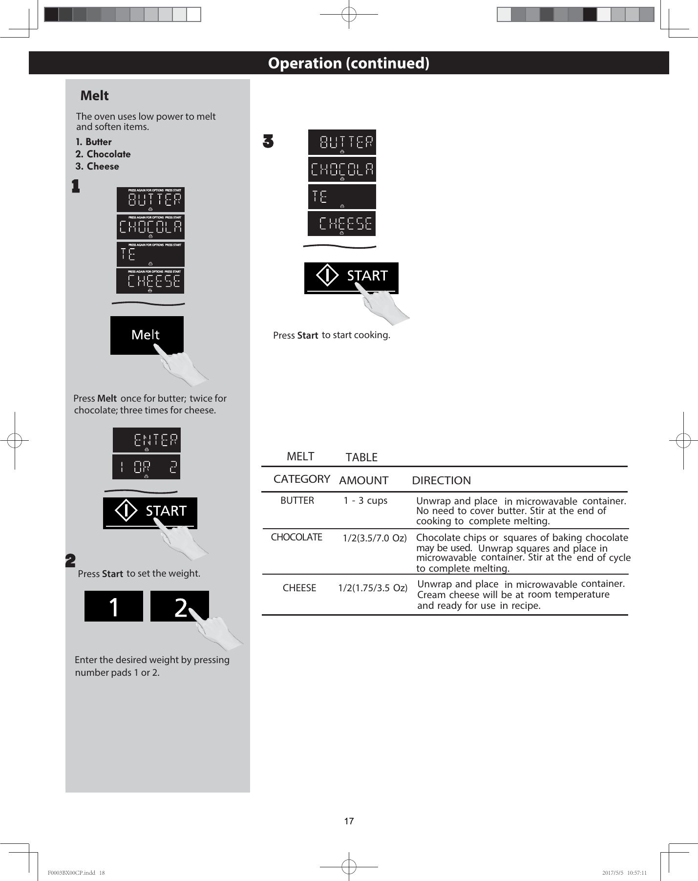 Page 17 of Midea Kitchen Appliances EM053KYYP Microwave Oven User Manual F0003BX00CP indd