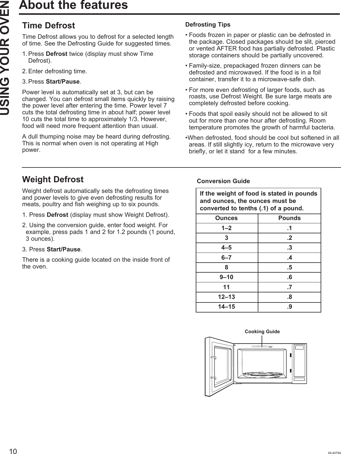 Page 10 of Midea Kitchen Appliances EM925AYYGEW Microwave Oven User Manual 49 40784 HiRes