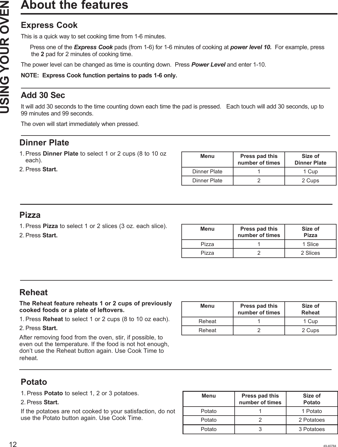 Page 12 of Midea Kitchen Appliances EM925AYYGEW Microwave Oven User Manual 49 40784 HiRes