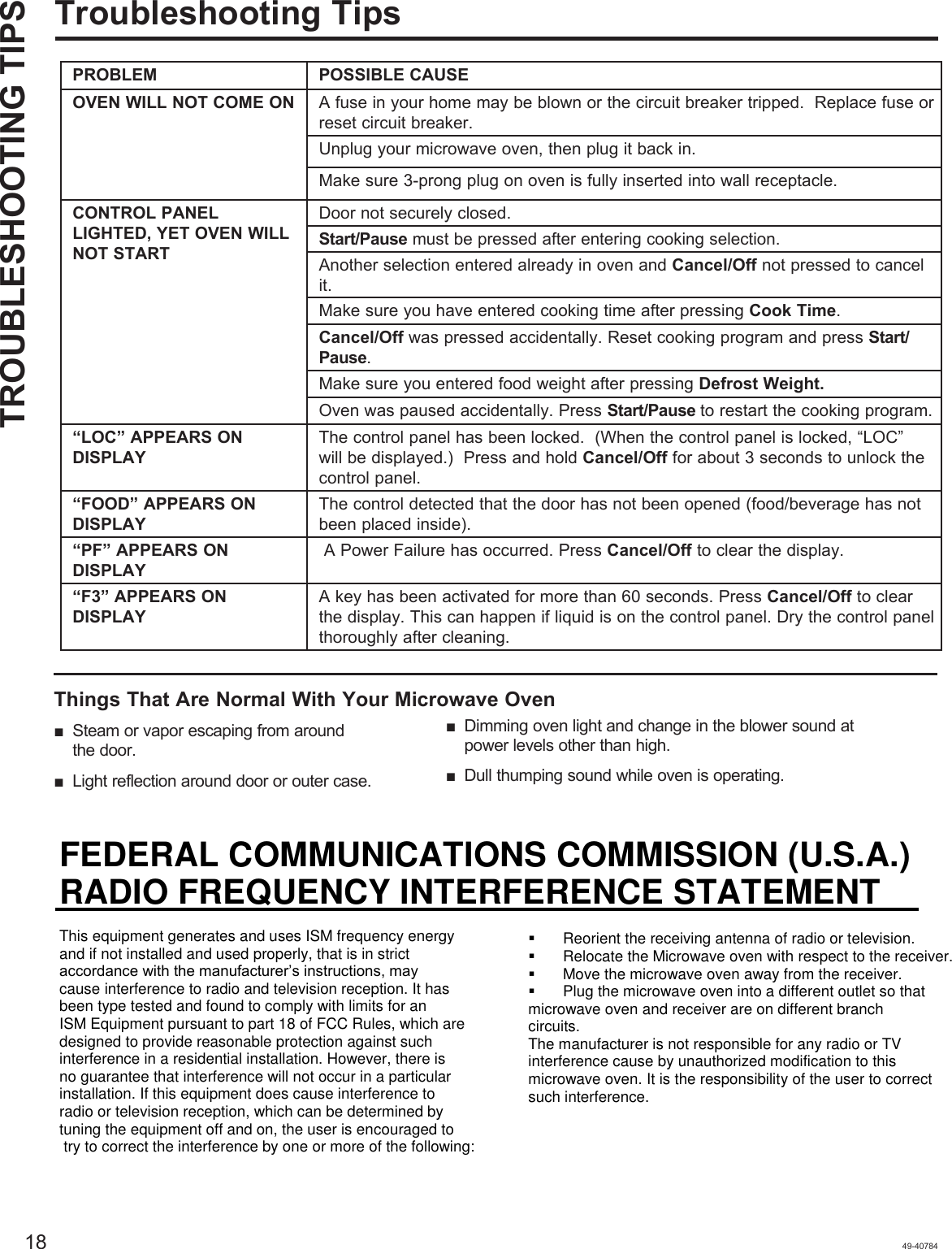 Page 18 of Midea Kitchen Appliances EM925AYYGEW Microwave Oven User Manual 49 40784 HiRes