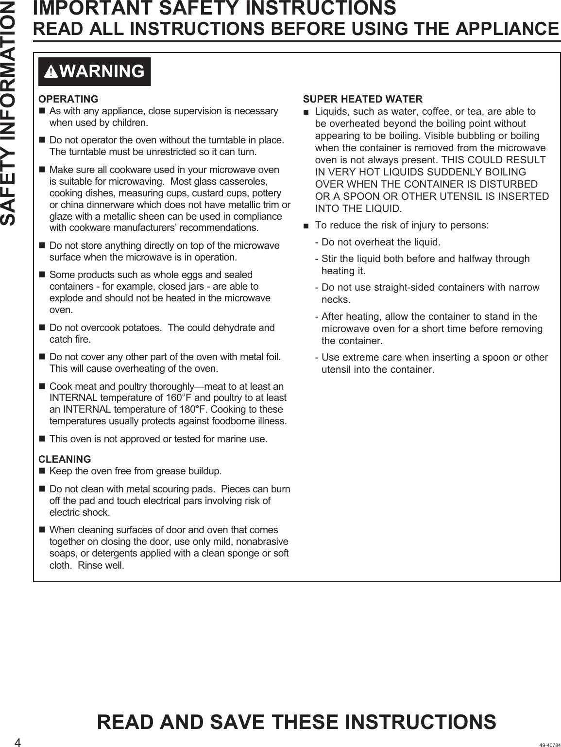 Page 4 of Midea Kitchen Appliances EM925AYYGEW Microwave Oven User Manual 49 40784 HiRes