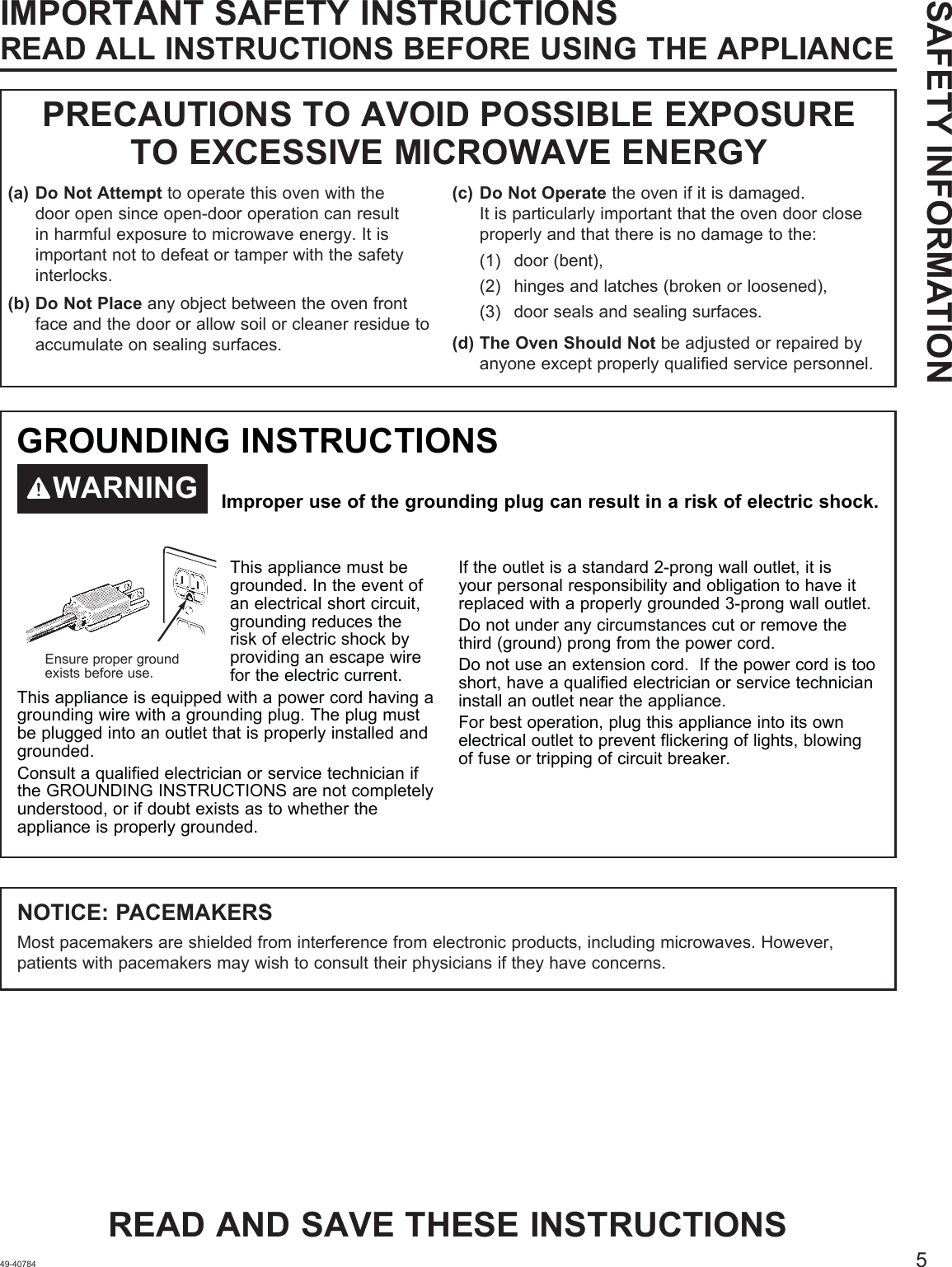 Page 5 of Midea Kitchen Appliances EM925AYYGEW Microwave Oven User Manual 49 40784 HiRes