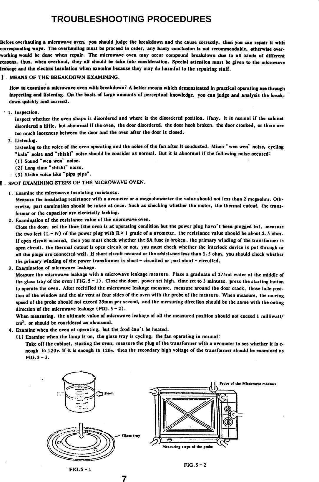 TROUBLESHOOTING PROCEDURES7