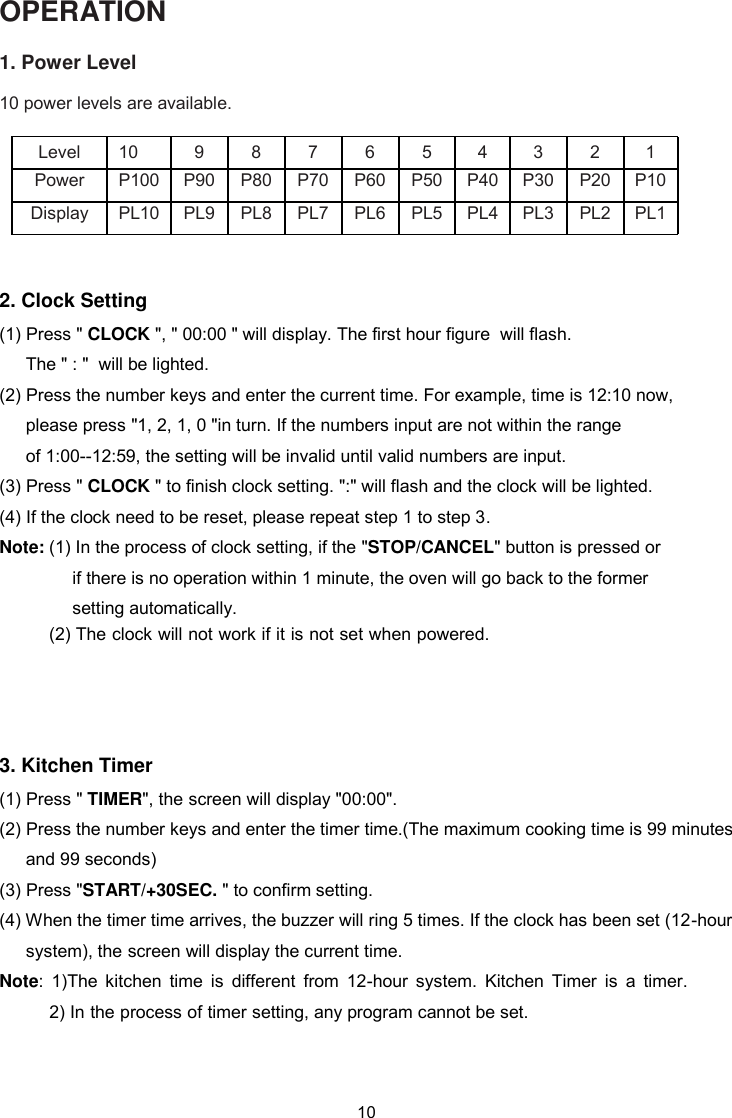 Page 10 of Midea Kitchen Appliances XM031MYY-PV4 Microwave Oven User Manual VG8XM031MYY PV4 