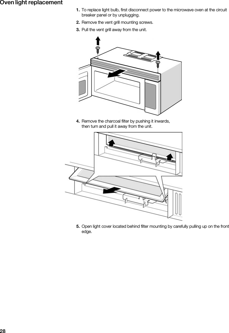 28Oven  light  replacement1.                                   2.           3.               4.                               5.                           