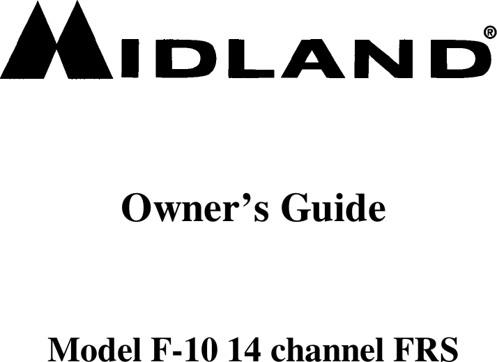 Owner’s GuideModel F-10 14 channel FRS