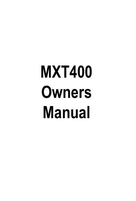 MXT400 Owners Manual