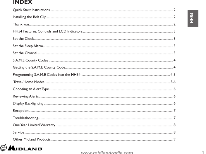 Page 1 of 10 - Midland-Radio Midland-Radio-Hh54-Users-Manual- HH54 Manual  Midland-radio-hh54-users-manual