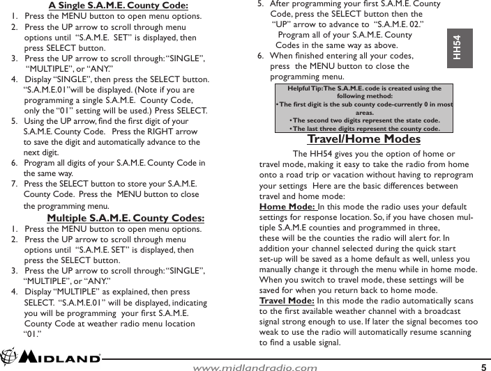 Page 5 of 10 - Midland-Radio Midland-Radio-Hh54-Users-Manual- HH54 Manual  Midland-radio-hh54-users-manual