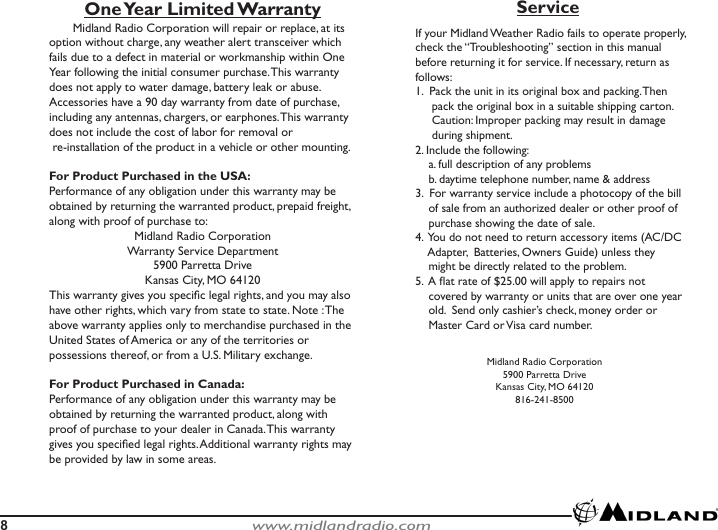 Page 8 of 10 - Midland-Radio Midland-Radio-Hh54-Users-Manual- HH54 Manual  Midland-radio-hh54-users-manual