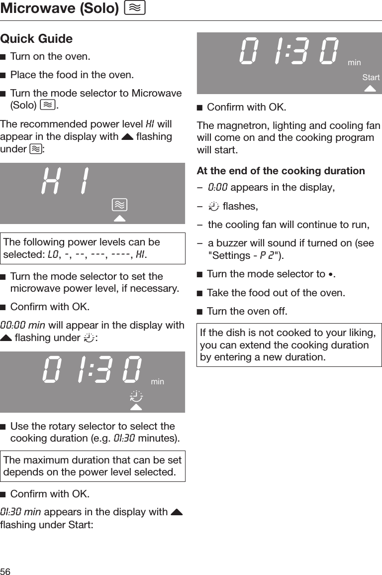 Page 56 of Miele and Cie KG BM6010 Microwave Convection Oven User Manual BM BK1 US CA en