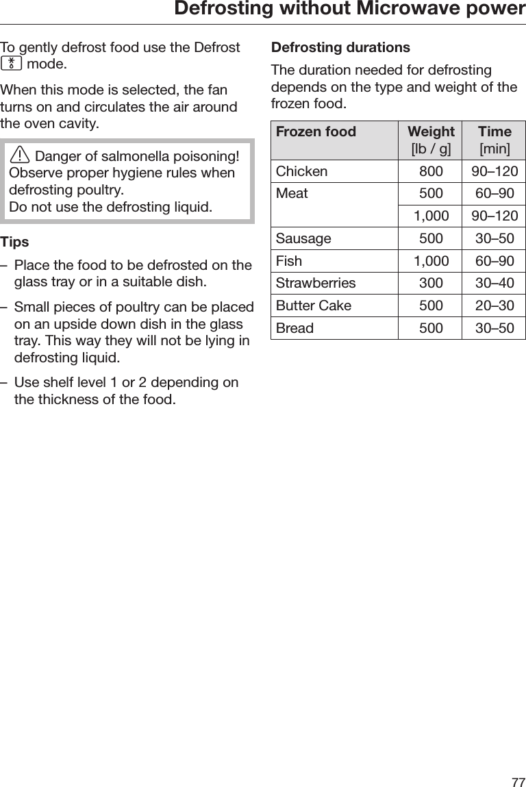 Page 77 of Miele and Cie KG BM6010 Microwave Convection Oven User Manual BM BK1 US CA en