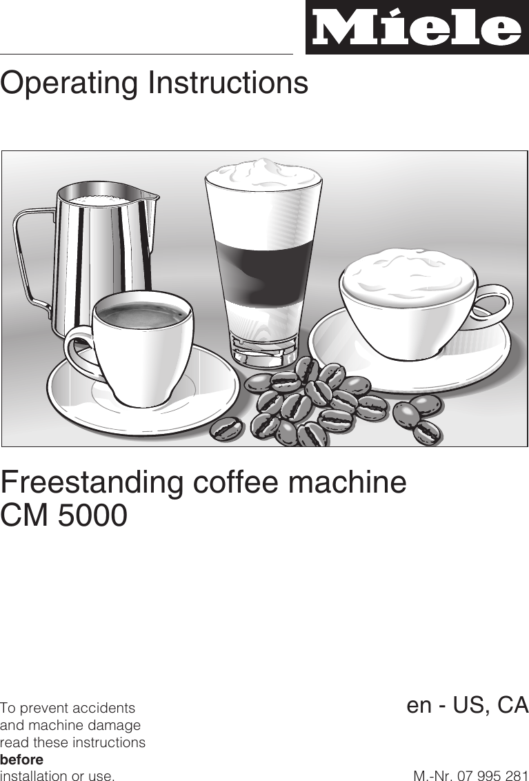 Miele Cm 5000 Operating And Installation Instructions CM5000_us.vp