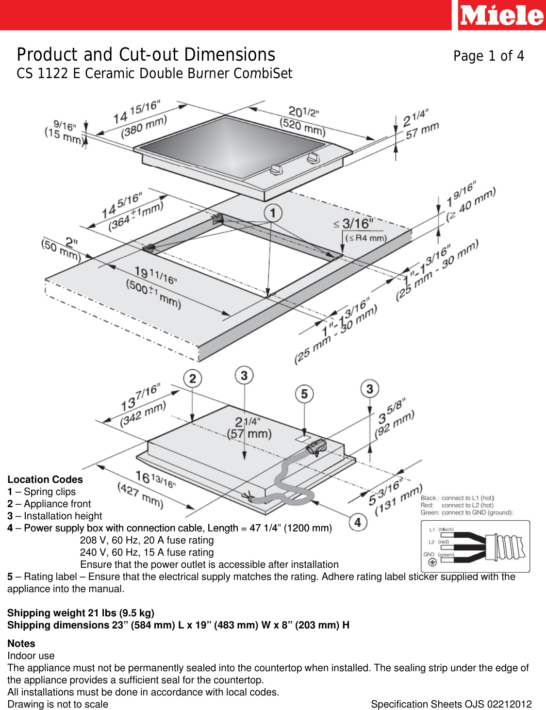 Page 1 of 4 - Miele Miele-Cs-1122-E-Specification-Sheet- Microsoft  - CS1122E_Specifications [Compatibility Mode] Miele-cs-1122-e-specification-sheet