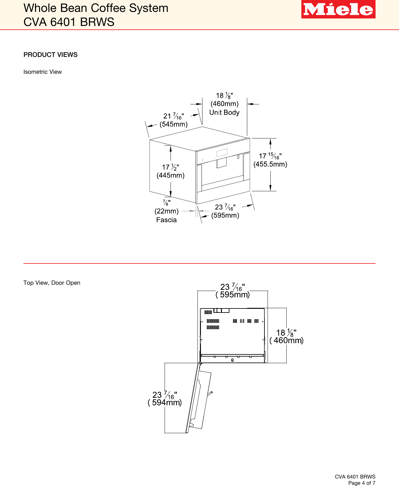 Page 4 of 7 - Miele Miele-Cva-6401-Built-In-Specification-Sheet-  Miele-cva-6401-built-in-specification-sheet