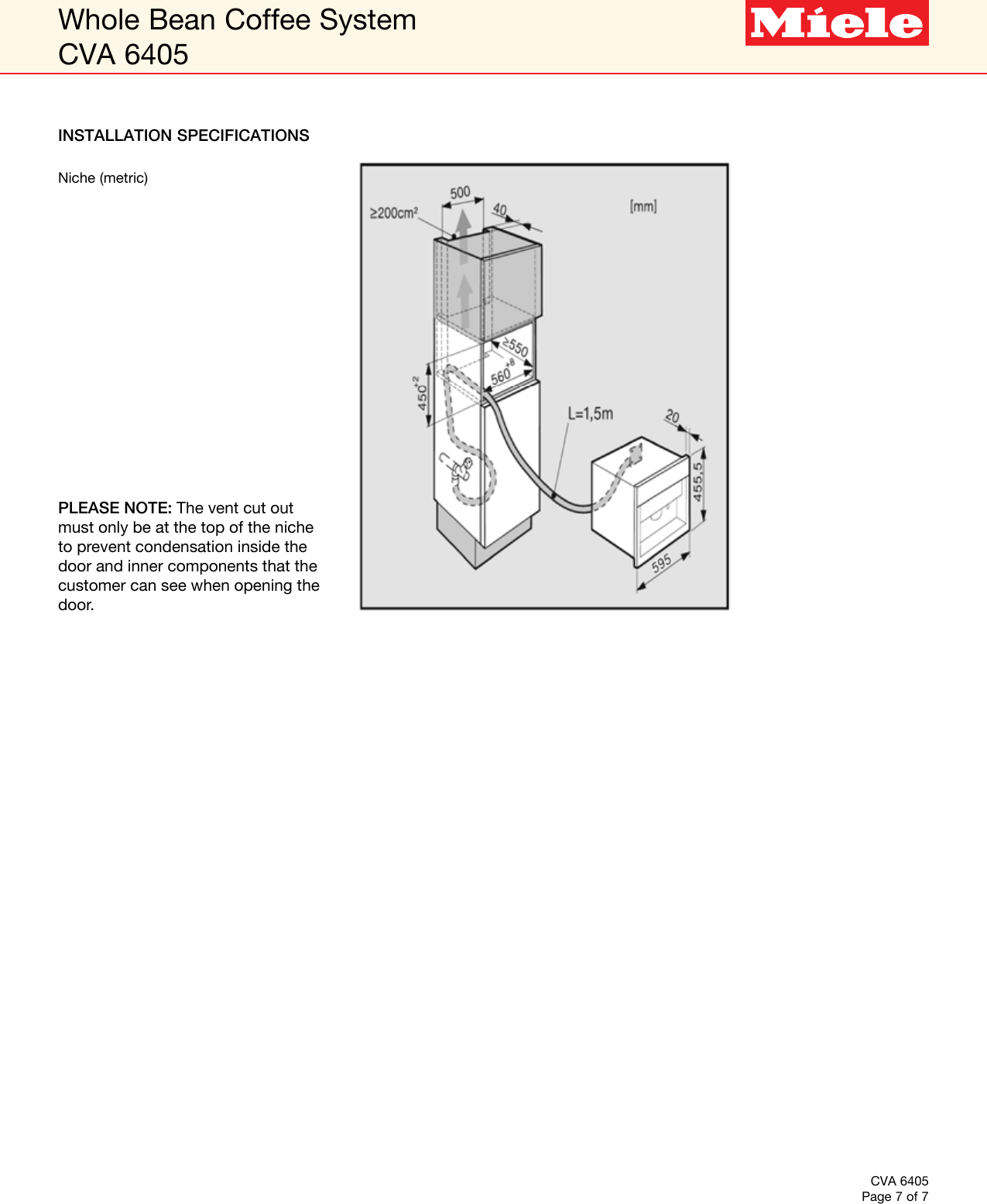 Page 7 of 7 - Miele Miele-Cva-6405-Plumbed-Built-In-Specification-Sheet-  Miele-cva-6405-plumbed-built-in-specification-sheet