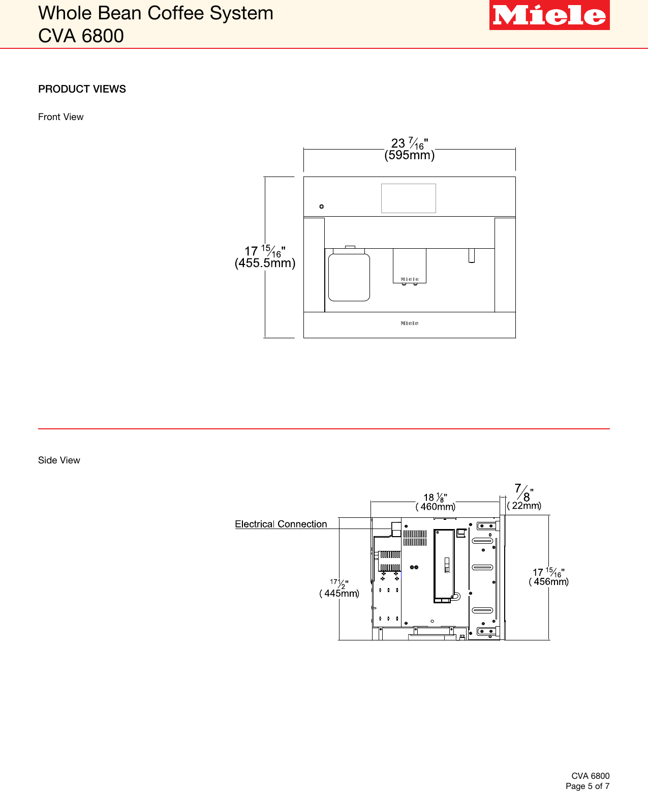 Page 5 of 7 - Miele Miele-Cva-6800-Built-In-Specification-Sheet-  Miele-cva-6800-built-in-specification-sheet